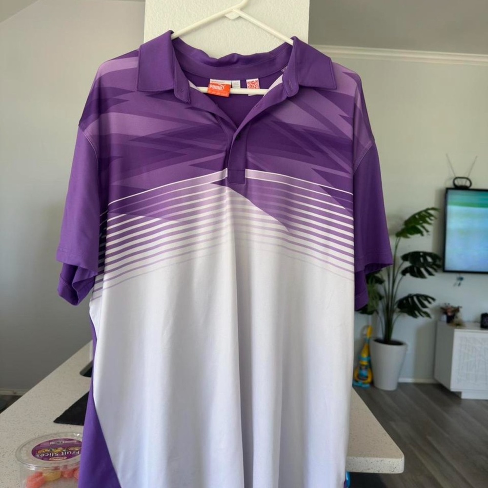 Purple and White Puma Men's Shirt